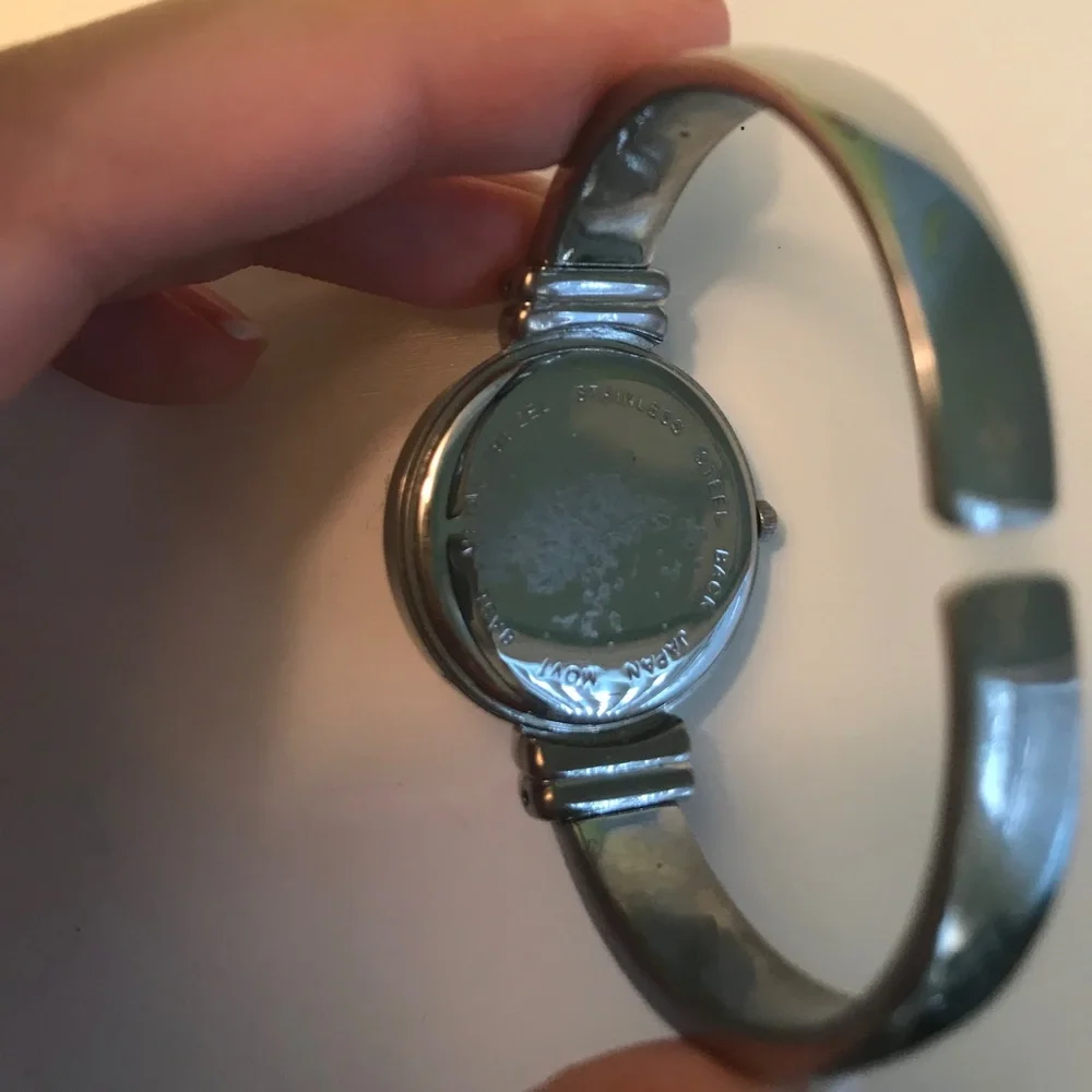 Persona Silver Cuff Watch White Face Black Numbers Jewelry Style